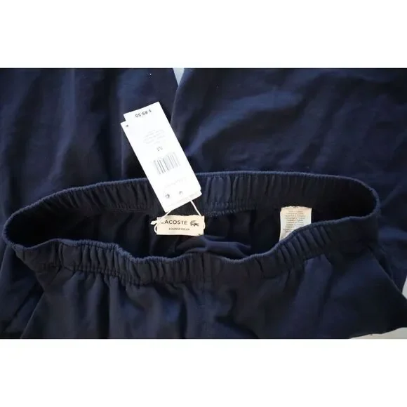 Lacoste 3H5422-51-423 Men's Sz M Navy Blue Cotton Fleece Lounge Jogger Pants